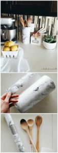 DIY Marble Utensil Crock | Make this easy marble crock in less than 5 minutes! - A Dash Of Mum Blog