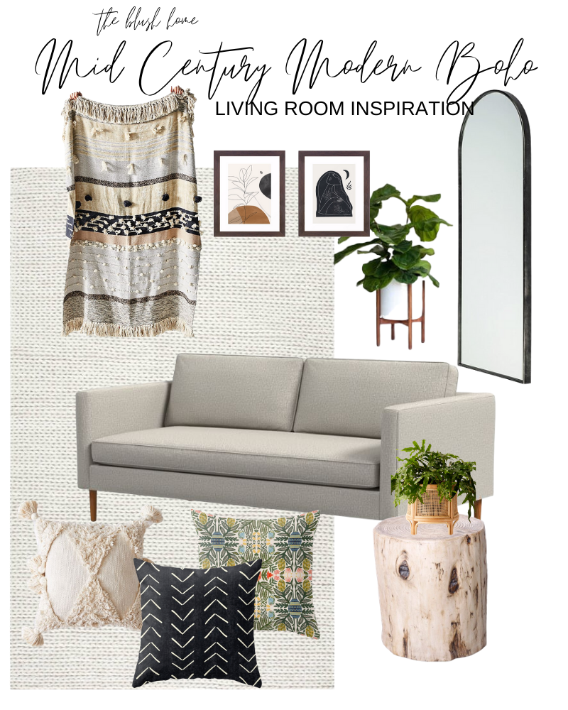 Mid Century Modern Boho Living Room Design - The Blush Home Blog